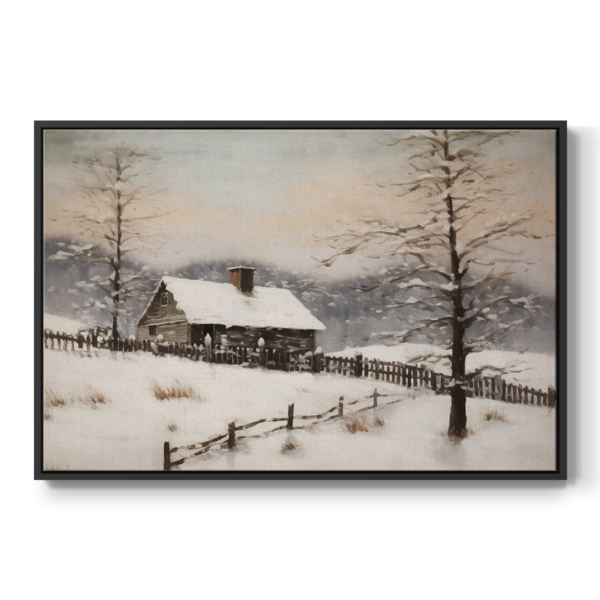 Vintage Landscape-II By Wexford Home Framed in Black Wood Gallery Wrapped Canvas 25 in. x 37 in.