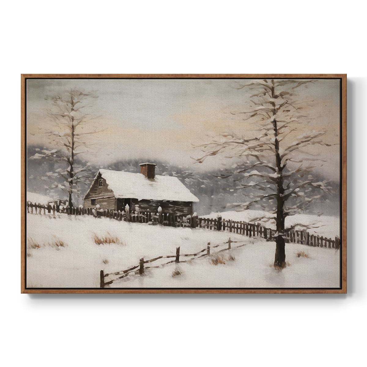 Vintage Landscape-II By Wexford Home Framed in Walnut Wood Gallery Wrapped Canvas 25 in. x 37 in.