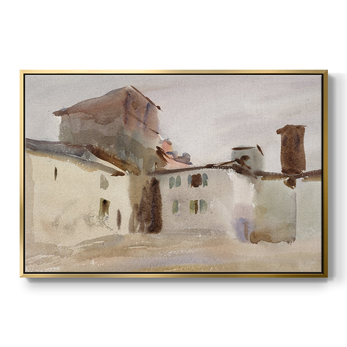 Vintage Landscape-M By Wexford Home Framed in Gold Wood Gallery Wrapped Canvas 27 in. x 41 in.