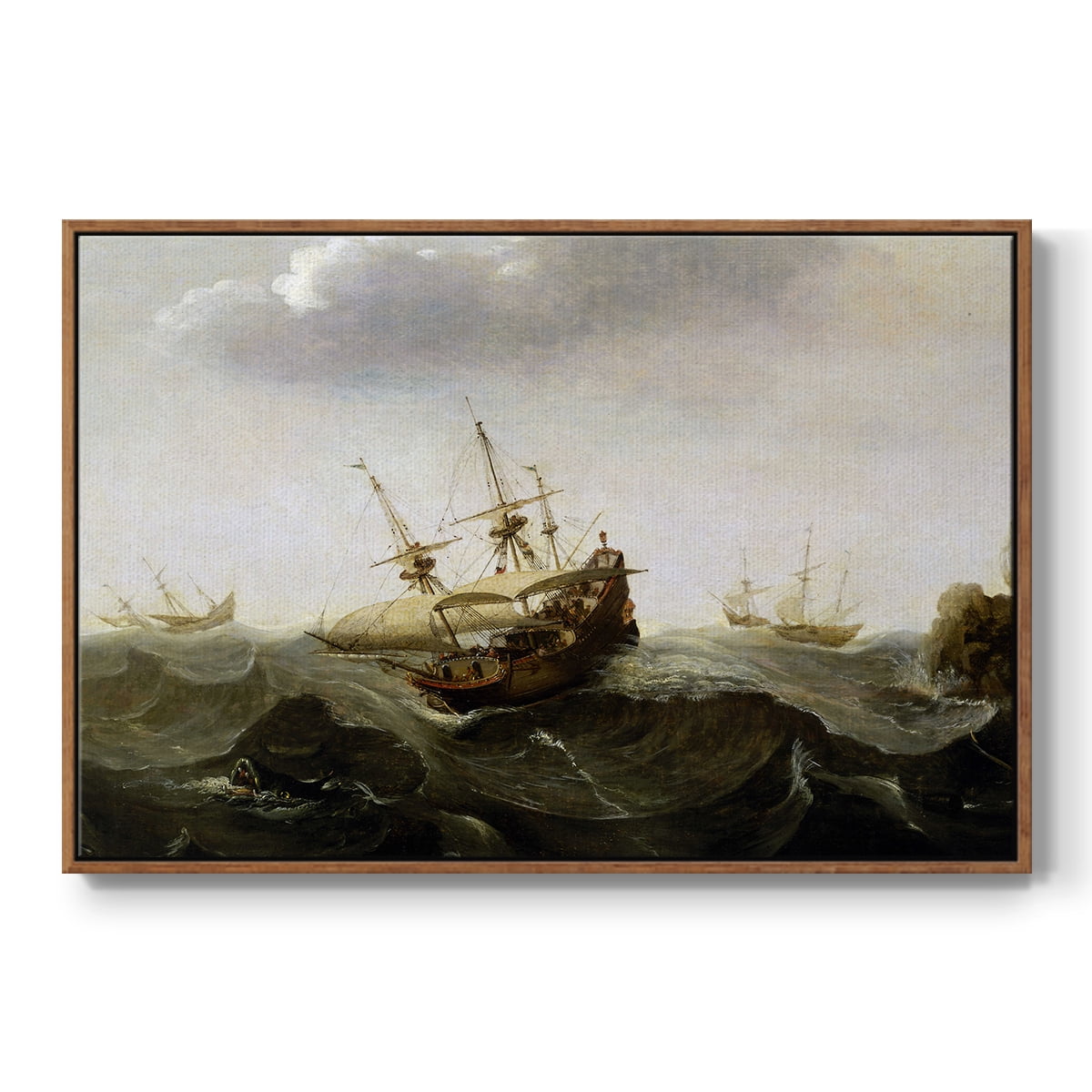 Vintage Landscape-MII By Wexford Home Framed in Walnut Wood Gallery Wrapped Canvas 27 in. x 41 in.