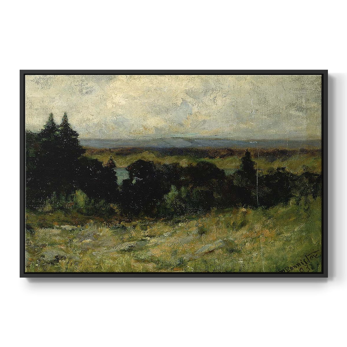 Vintage Landscape-MIII By Wexford Home Framed in Black Wood Gallery Wrapped Canvas 25 in. x 37 in.
