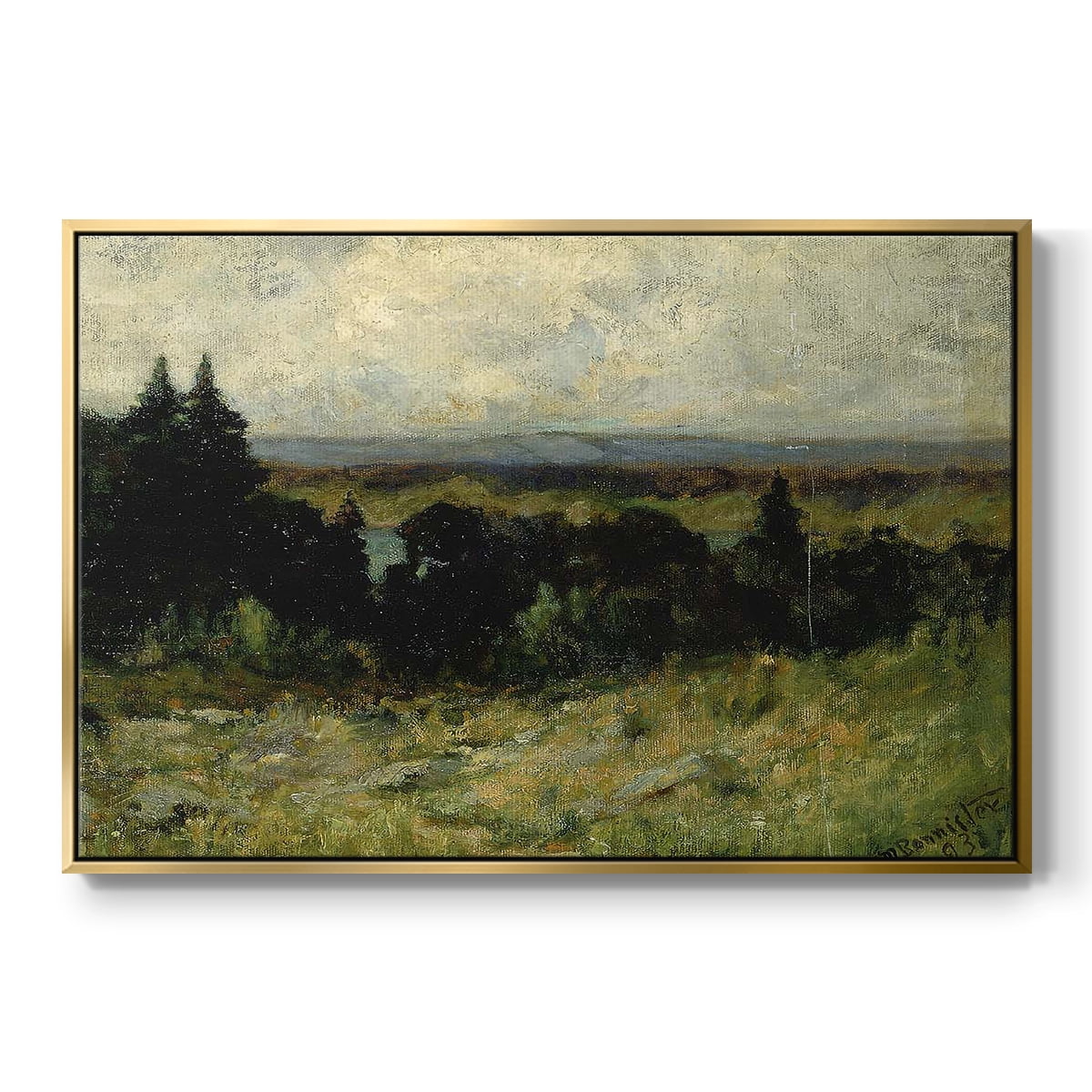 Vintage Landscape-MIII By Wexford Home Framed in Gold Wood Gallery Wrapped Canvas 25 in. x 37 in.