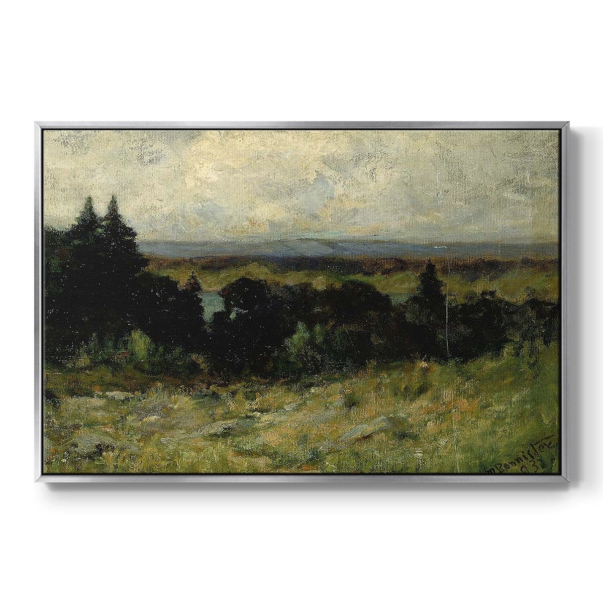 Vintage Landscape-MIII By Wexford Home Framed in Silver Wood Gallery Wrapped Canvas 25 in. x 37 in.