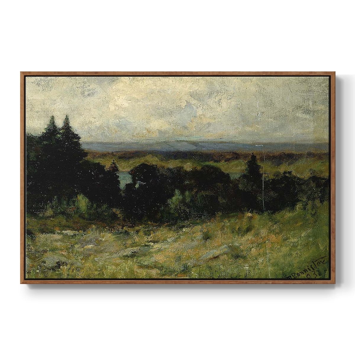 Vintage Landscape-MIII By Wexford Home Framed in Walnut Wood Gallery Wrapped Canvas 17 in. x 25 in.