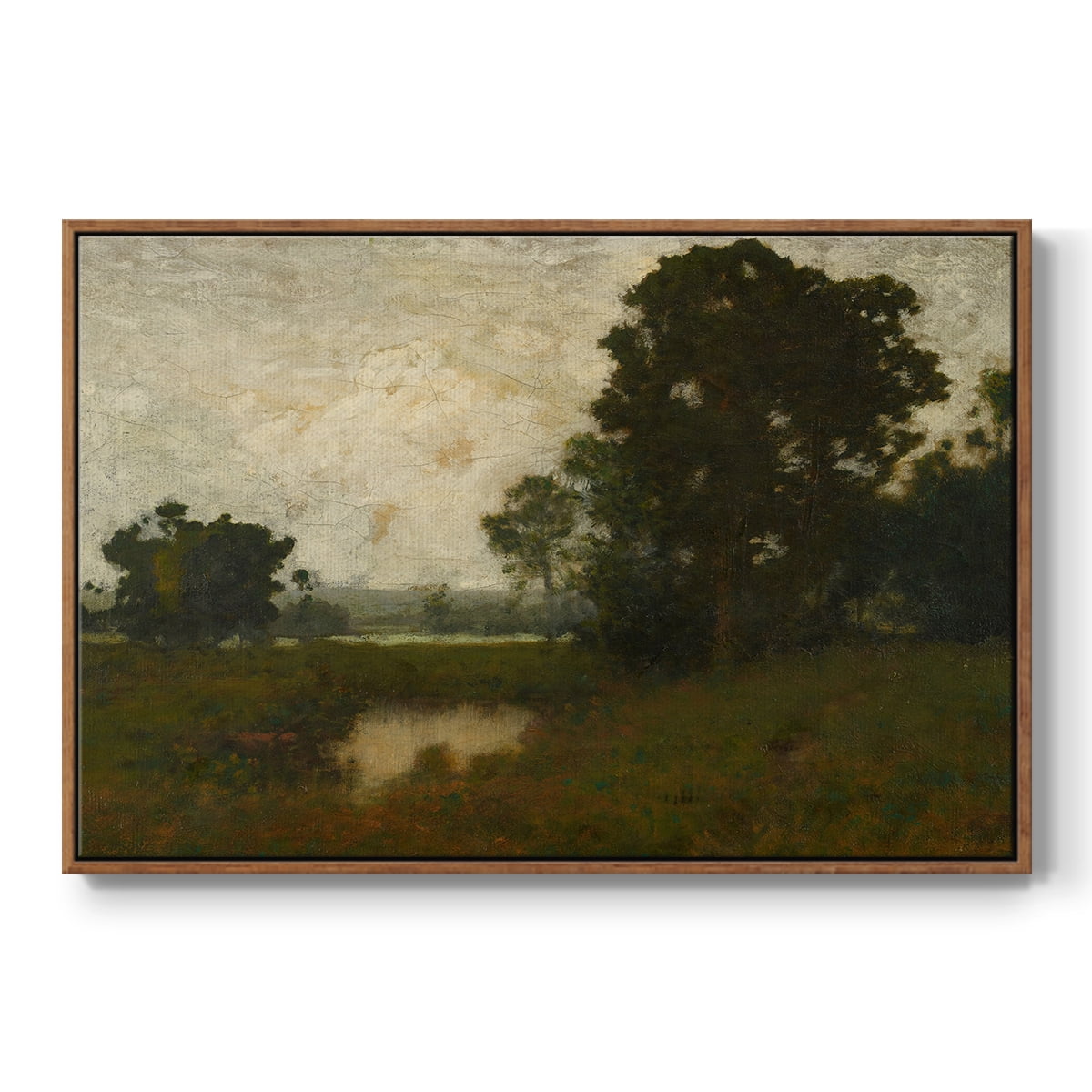 Vintage Landscape-MIV By Wexford Home Framed in Walnut Wood Gallery Wrapped Canvas 25 in. x 37 in.