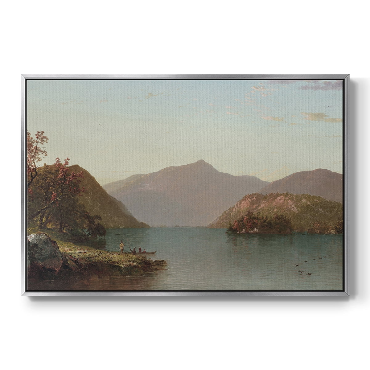 Vintage Landscape-MIX By Wexford Home Framed in Silver Wood Gallery Wrapped Canvas 25 in. x 37 in.
