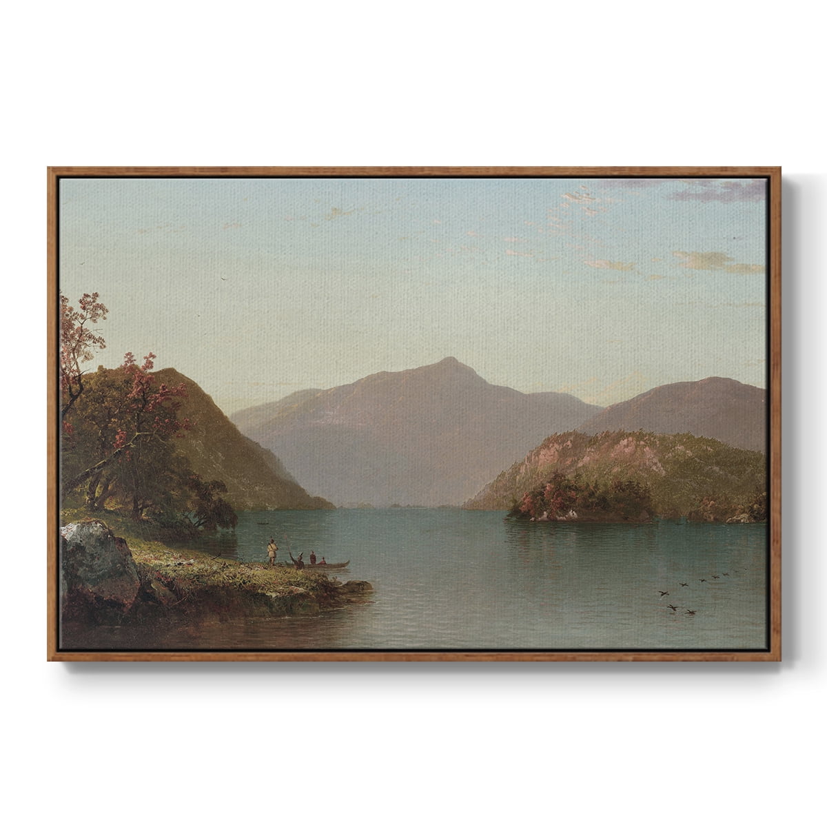 Vintage Landscape-MIX By Wexford Home Framed in Walnut Wood Gallery Wrapped Canvas 25 in. x 37 in.