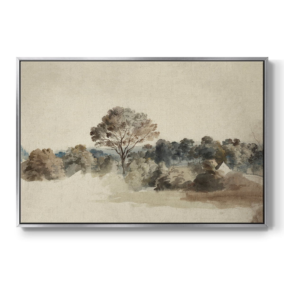 Vintage Landscape-MVI By Wexford Home Framed in Silver Wood Gallery Wrapped Canvas 25 in. x 37 in.
