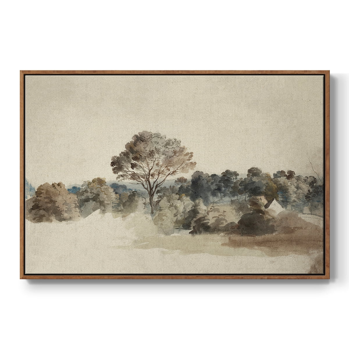 Vintage Landscape-MVI By Wexford Home Framed in Walnut Wood Gallery Wrapped Canvas 25 in. x 37 in.