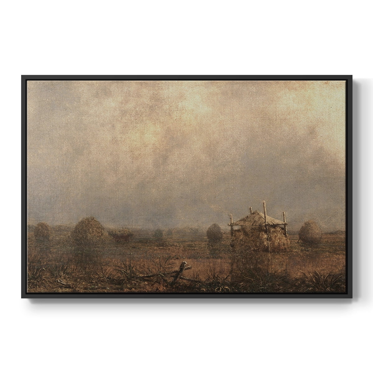 Vintage Landscape-MVIII By Wexford Home Framed in Black Wood Gallery Wrapped Canvas 25 in. x 37 in.