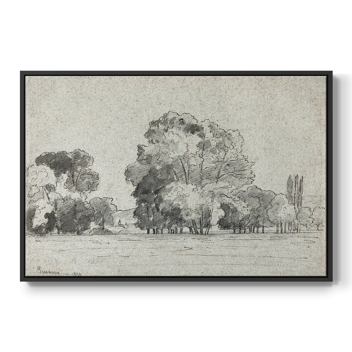 Vintage Landscape-MXIII By Wexford Home Framed in Black Wood Gallery Wrapped Canvas 25 in. x 37 in.