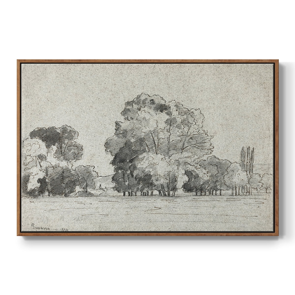 Vintage Landscape-MXIV By Wexford Home Framed in Walnut Wood Gallery Wrapped Canvas 17 in. x 25 in.
