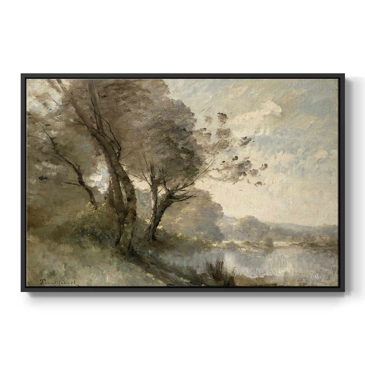 Vintage Landscape-MXVIII By Wexford Home Framed in Black Wood Gallery Wrapped Canvas 27 in. x 41 in.