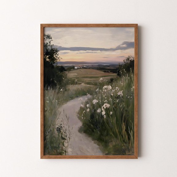 Vintage Landscape Moody Countryside Path Spring Scene, Unframed Poster