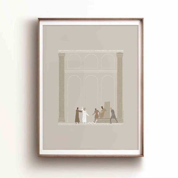 Moses Staff Into Snake, Bible Sketches, Christian Modern Bible Exodus Art Wall Christian Gifts, Serpent Print Wall Art, Modern Wall Decor, 12x18 UNFRAMED