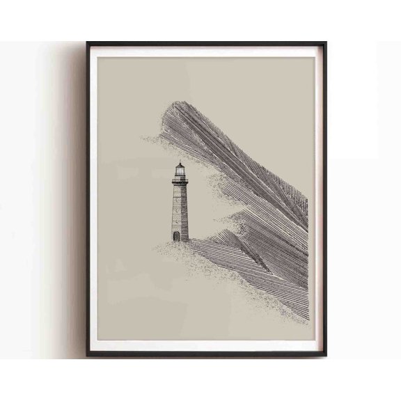 Lighthouse, Light Of The World, Bible Sketches, Christian Bible Wall Art, Modern Bible Poster, Mountain Print Art Wall Art, Modern Wall Decor, 16x24 UNFRAMED