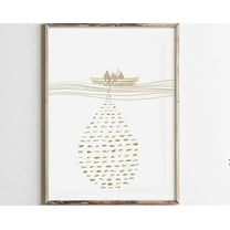 Christ And The Fisherman, Christ Bible Art, Miraculous Fish God Provides, Modern Bible Verse Wall Bible Sketch Boho Scripture Wall Art, Modern Wall Decor, 8x12 UNFRAMED