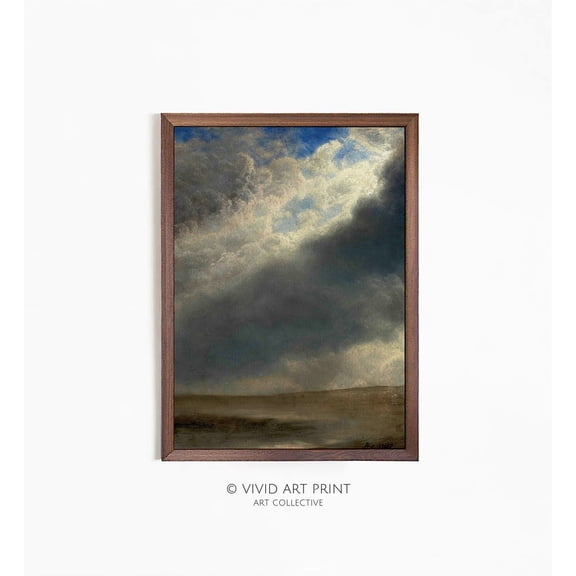 Vintage Landscape Painting Art "Clouds Over Horizon" Antique Decor Wall Art I Vivid Art Print Lk-720 Wall Art, Modern Wall Decor, 24x36 UNFRAMED
