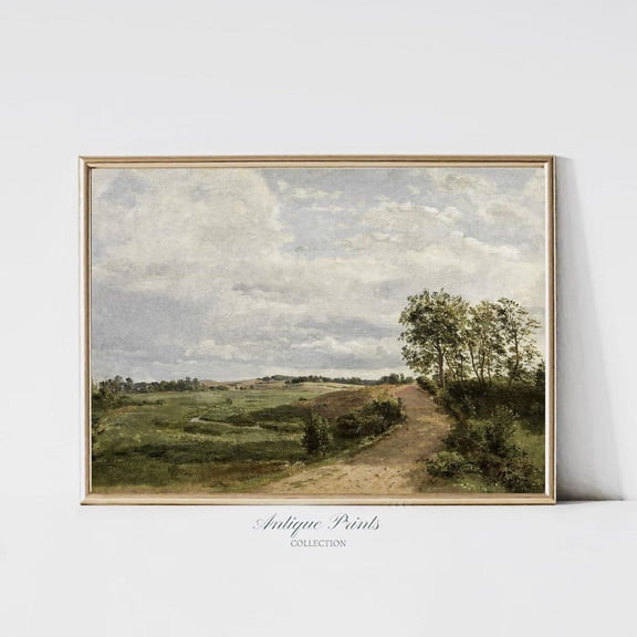 Vintage Landscape Print, Neutral Country Wall Art, Antique Countryside, Rustic Farmhouse Decor, Poster, Unframed Poster Size 12x18