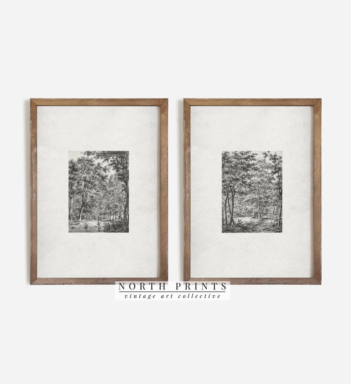 Vintage Landscape Sketch Neutral Farmhouse Wall Art Print, Living Room ...
