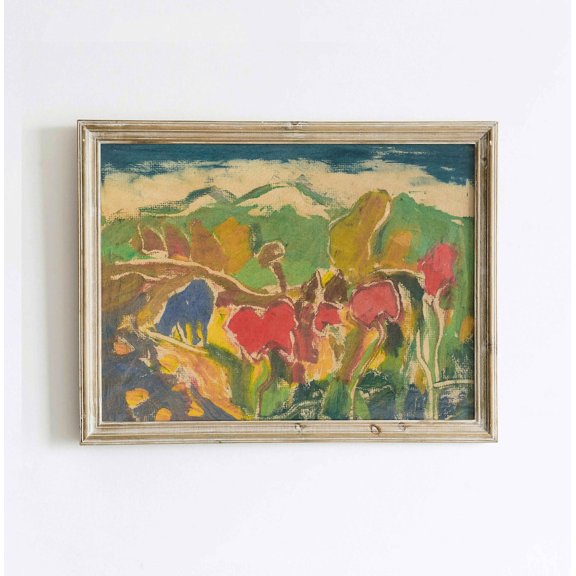 Vintage Landscape Wall Art Nursery Cottagecore Wildflower Home Decor Vivid Room Interior Decorative