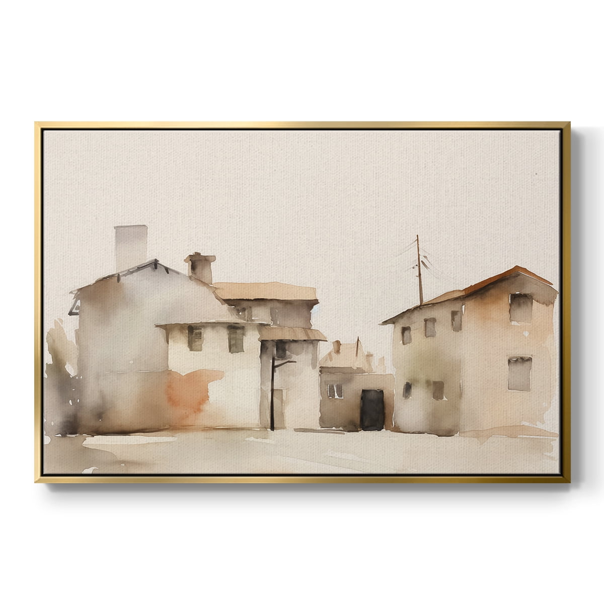 Vintage Landscape-XI By Wexford Home Framed in Gold Wood Gallery Wrapped Canvas 25 in. x 37 in.