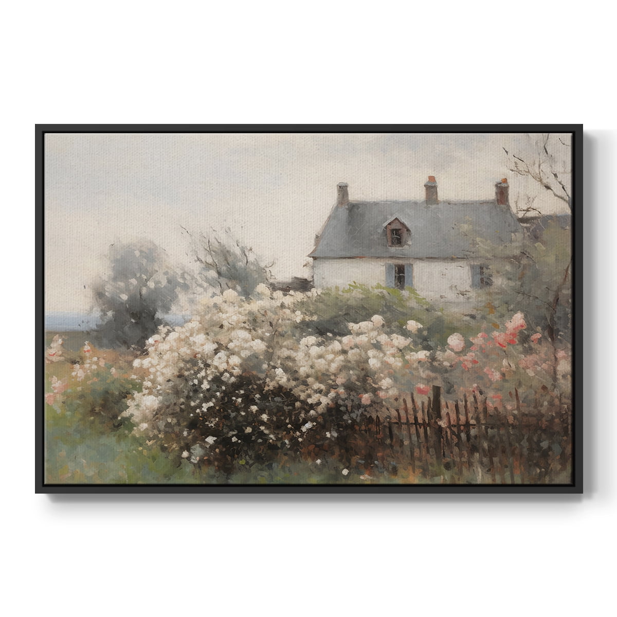 Vintage Landscape-XIV By Wexford Home Framed in Black Wood Gallery Wrapped Canvas 25 in. x 37 in.