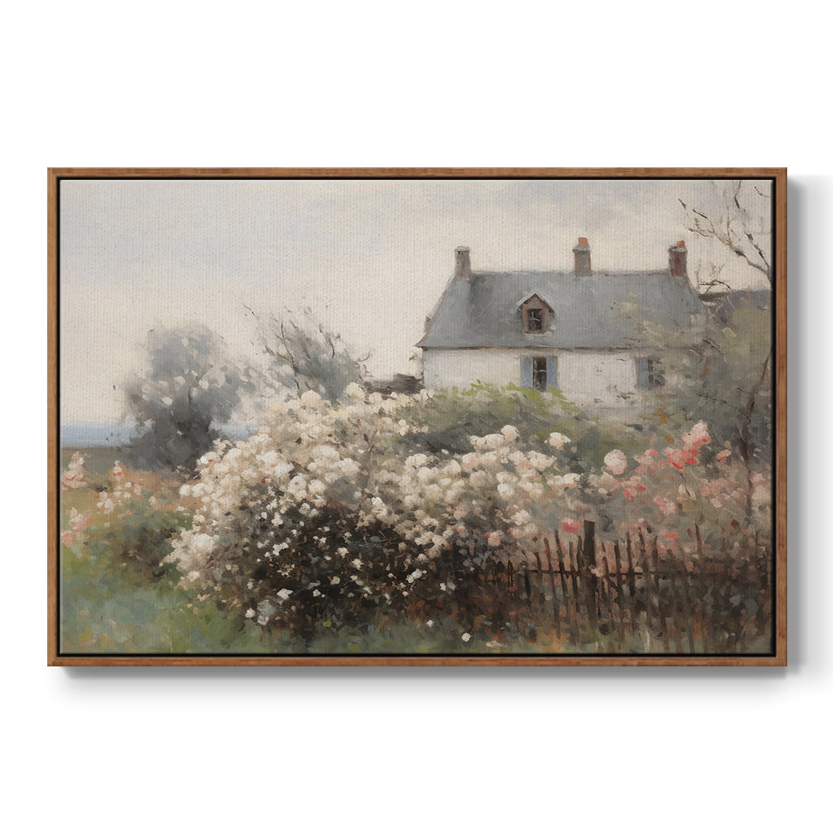 Vintage Landscape-XIV By Wexford Home Framed in Walnut Wood Gallery Wrapped Canvas 25 in. x 37 in.
