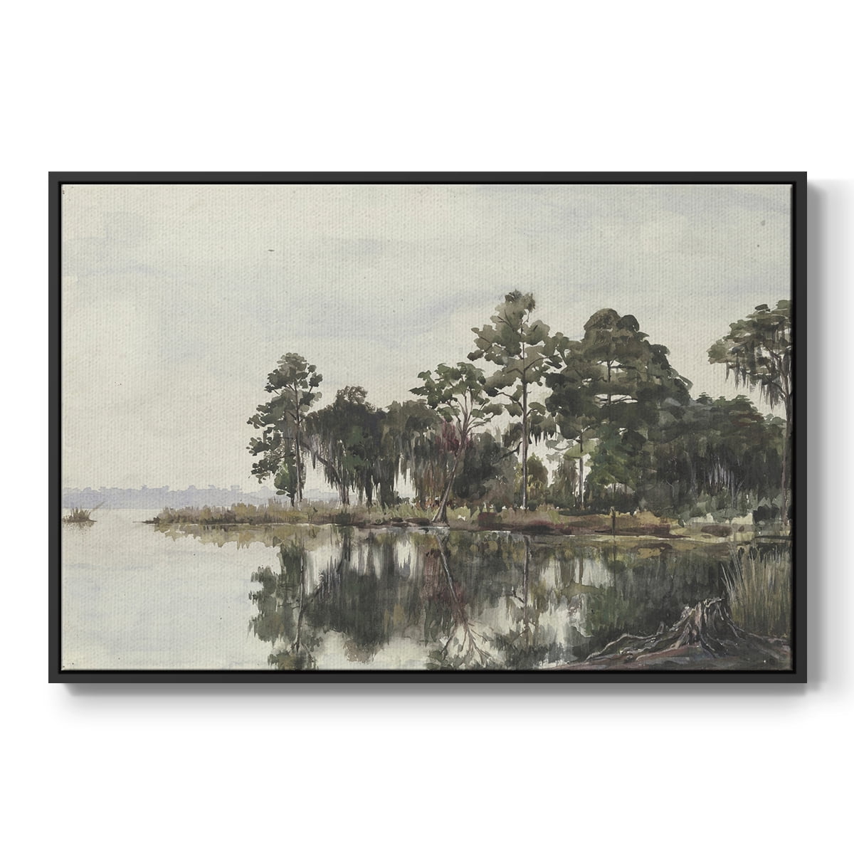 Vintage Landscape-XL By Wexford Home Framed in Black Wood Gallery Wrapped Canvas 25 in. x 37 in.