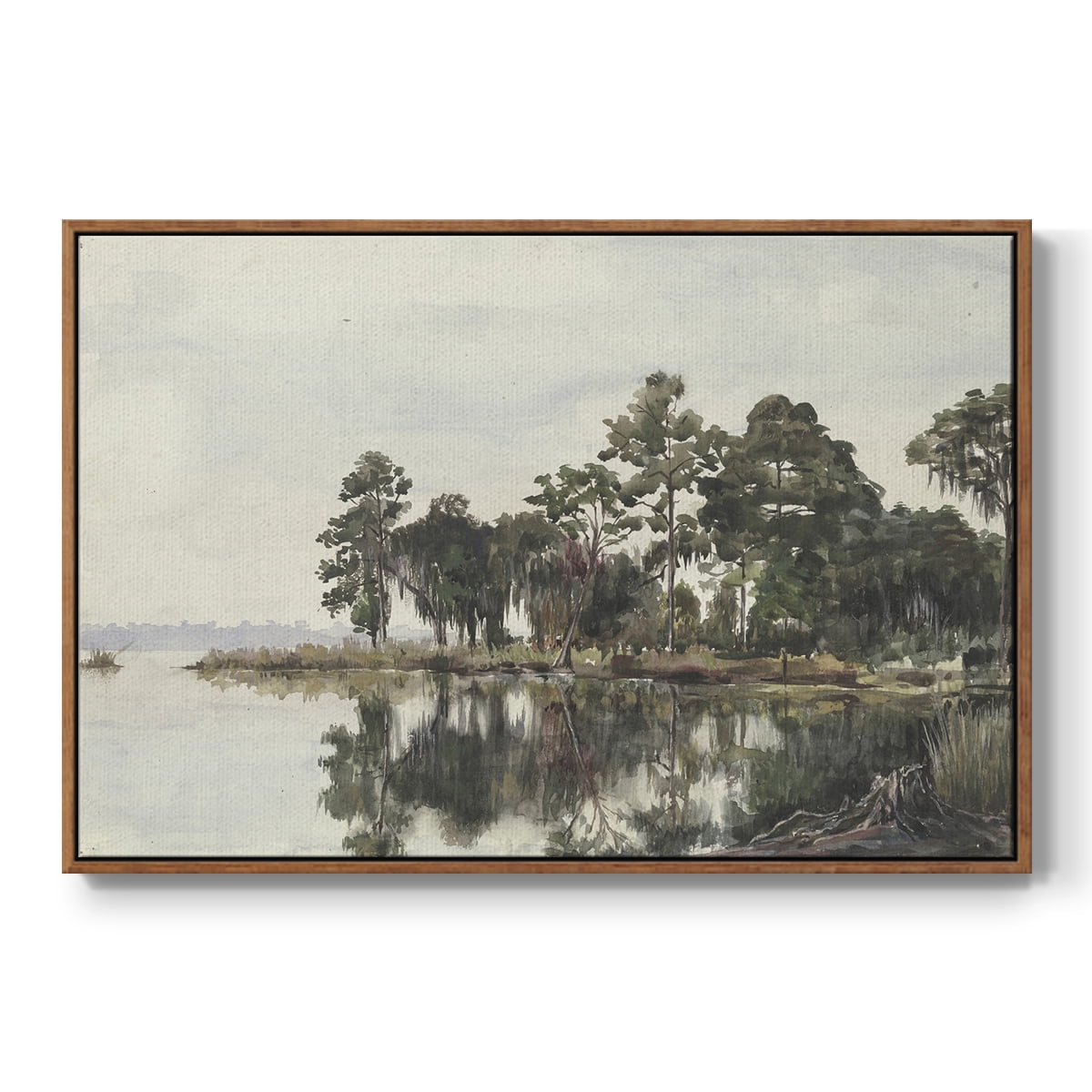 Vintage Landscape-XL By Wexford Home Framed in Walnut Wood Gallery Wrapped Canvas 25 in. x 37 in.