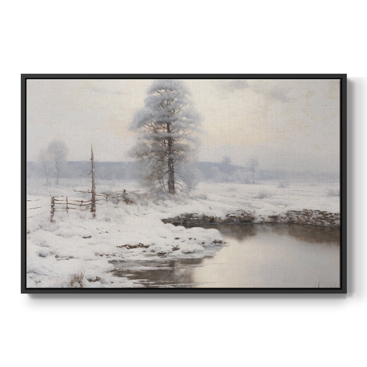 Vintage Landscape-XVI By Wexford Home Framed in Black Wood Gallery Wrapped Canvas 25 in. x 37 in.