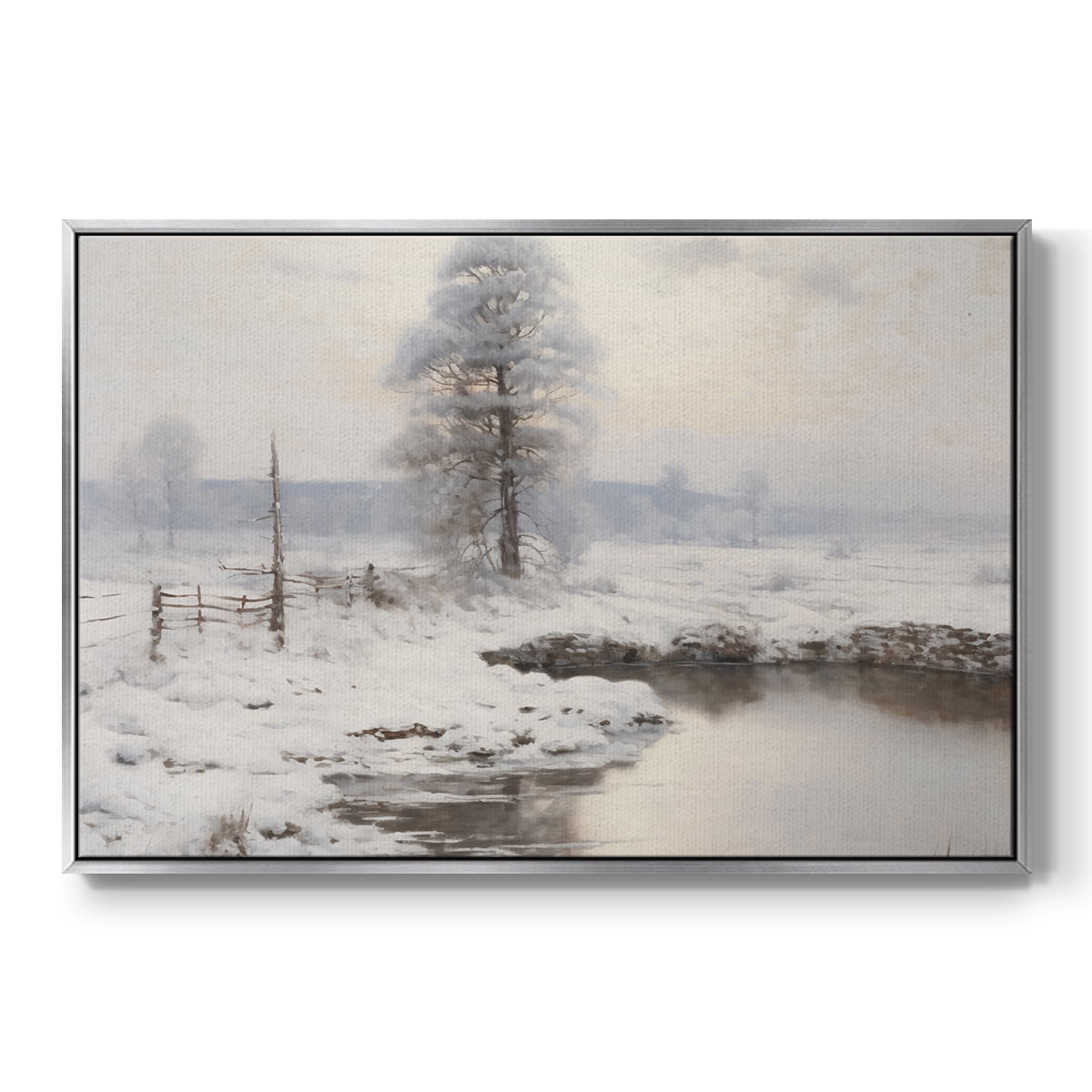 Vintage Landscape-XVI By Wexford Home Framed in Silver Wood Gallery Wrapped Canvas 25 in. x 37 in.
