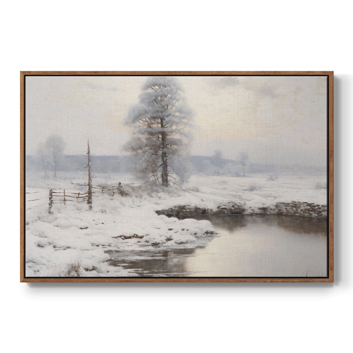 Vintage Landscape-XVI By Wexford Home Framed in Walnut Wood Gallery Wrapped Canvas 25 in. x 37 in.