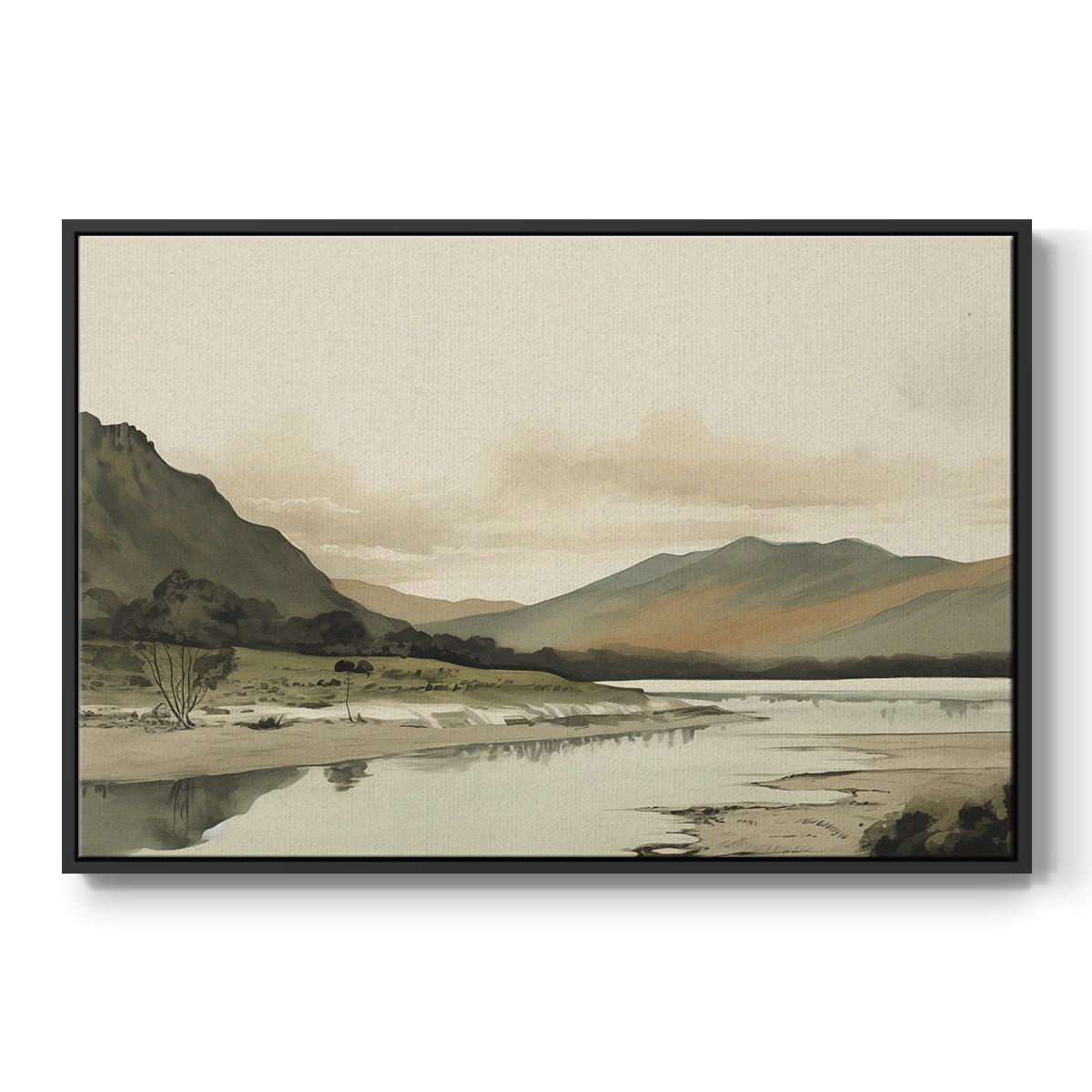 Vintage Landscape-XX By Wexford Home Framed in Black Wood Gallery Wrapped Canvas 25 in. x 37 in.