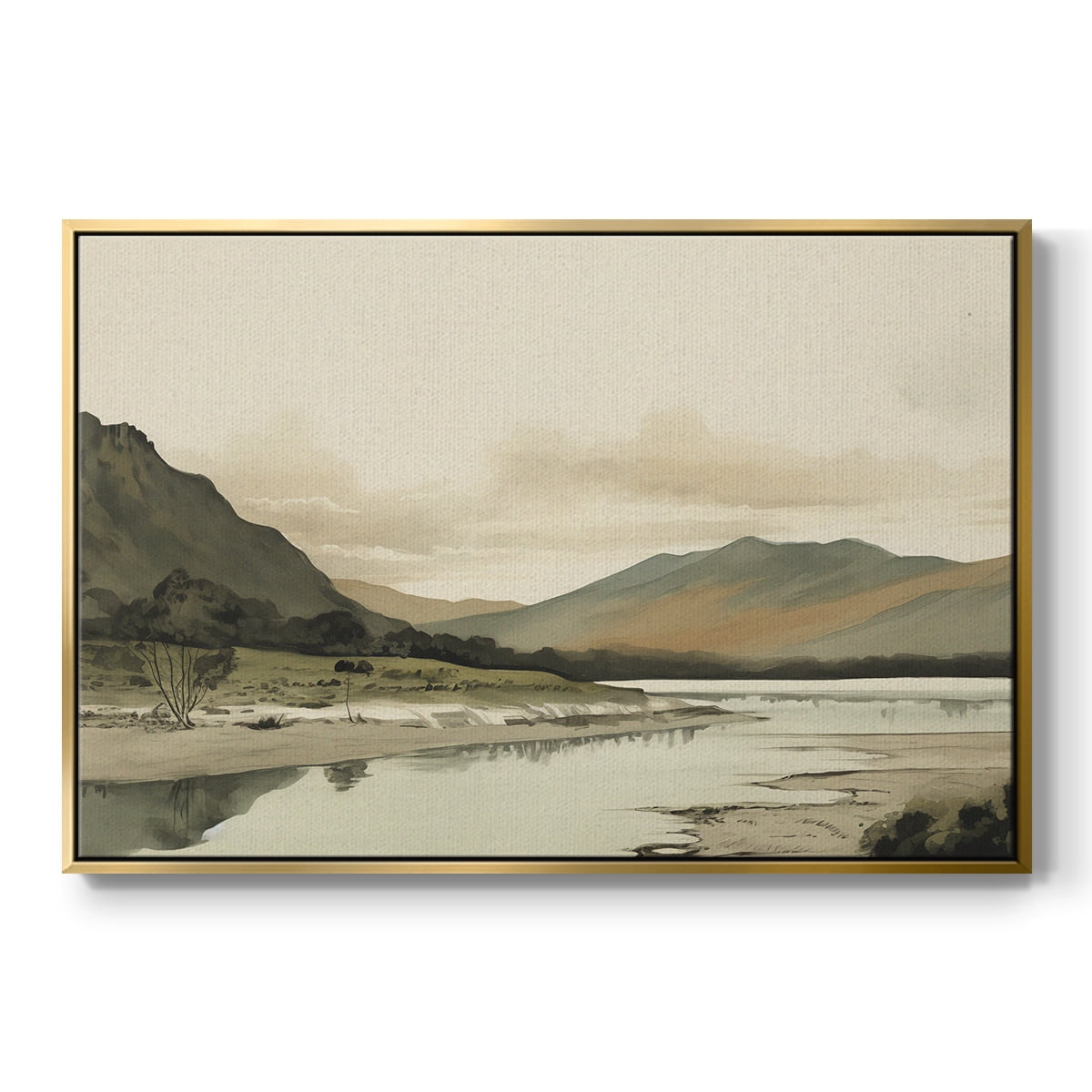 Vintage Landscape-XX By Wexford Home Framed in Gold Wood Gallery Wrapped Canvas 17 in. x 25 in.