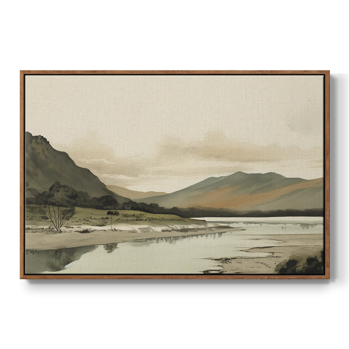 Vintage Landscape-XX By Wexford Home Framed in Walnut Wood Gallery Wrapped Canvas 27 in. x 41 in.