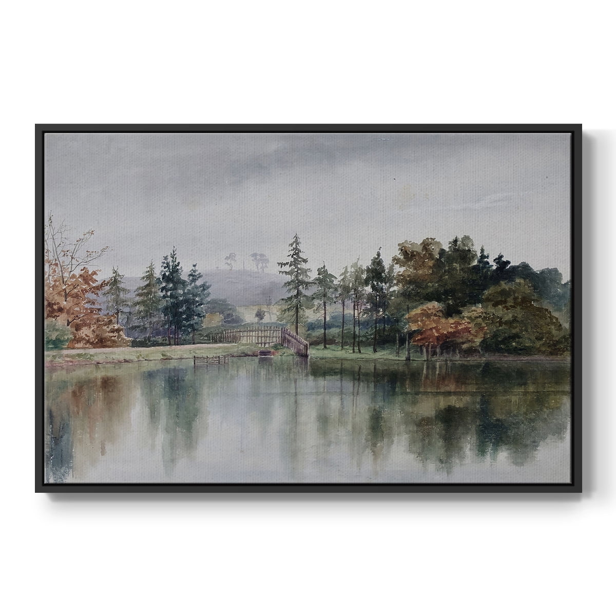 Vintage Landscape-XXI By Wexford Home Framed in Black Wood Gallery Wrapped Canvas 25 in. x 37 in.