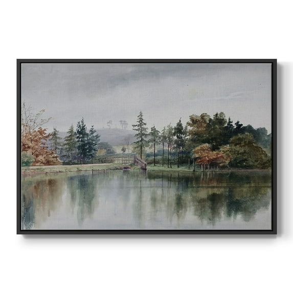 Vintage Landscape-XXI By Wexford Home Framed in Black Wood Gallery Wrapped Canvas 25 in. x 37 in.
