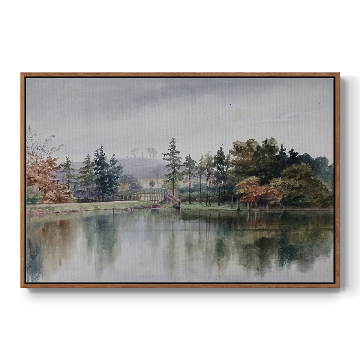 Vintage Landscape-XXI By Wexford Home Framed in Walnut Wood Gallery Wrapped Canvas 27 in. x 41 in.