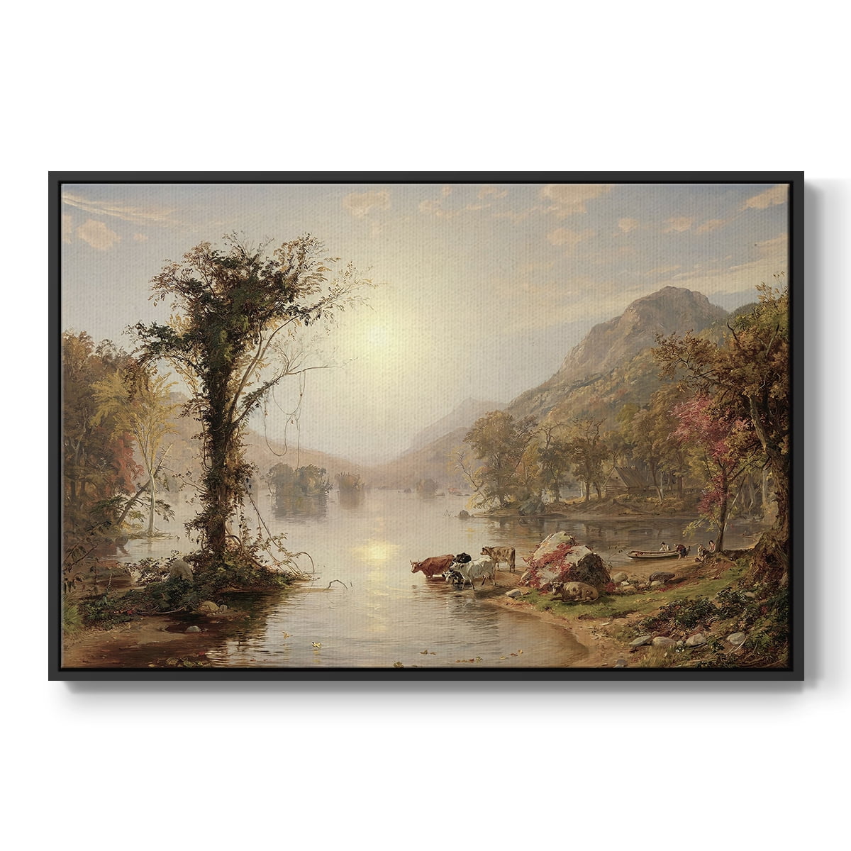 Vintage Landscape-XXII By Wexford Home Framed in Black Wood Gallery Wrapped Canvas 25 in. x 37 in.
