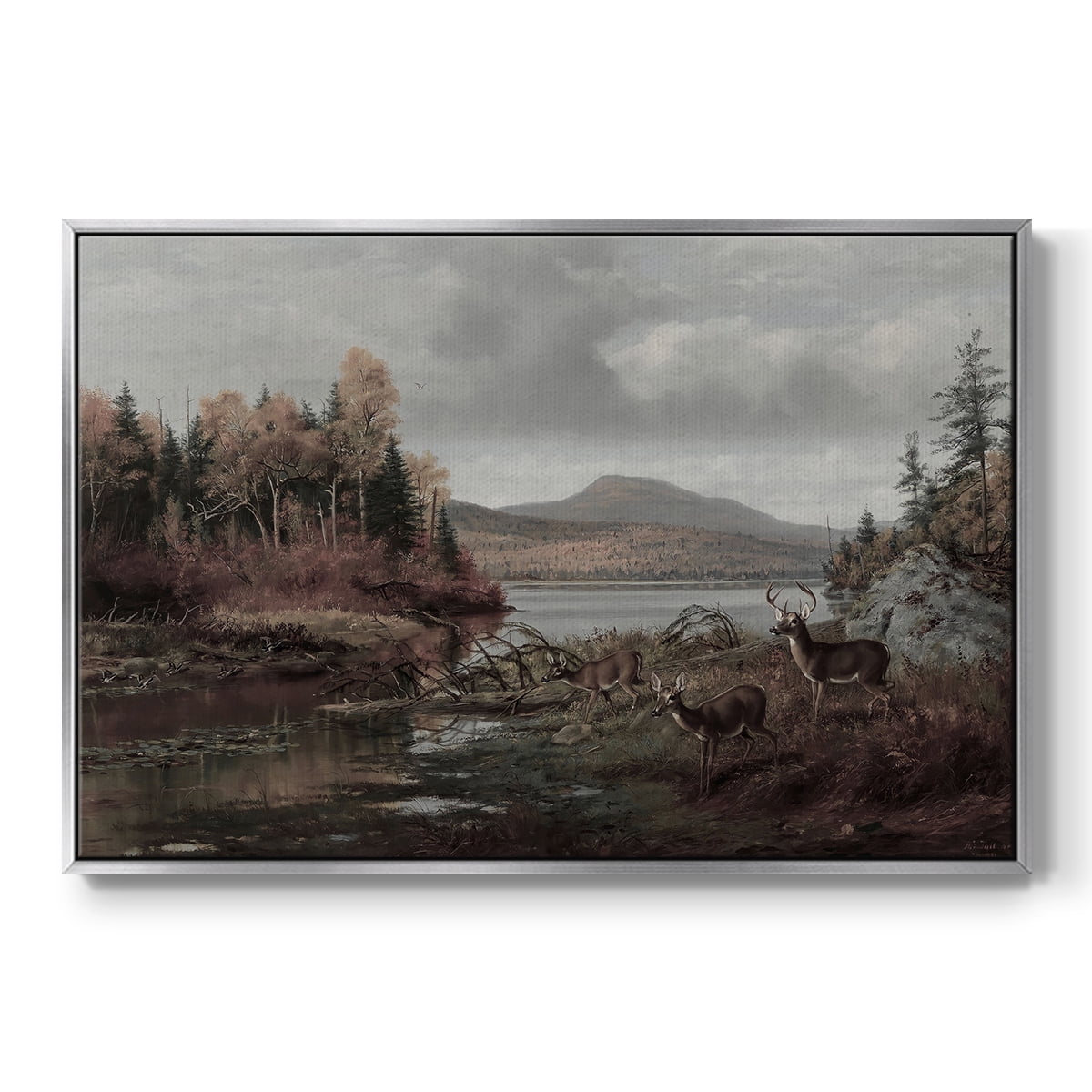 Vintage Landscape-XXVI By Wexford Home Framed in Silver Wood Gallery Wrapped Canvas 17 in. x 25 in.