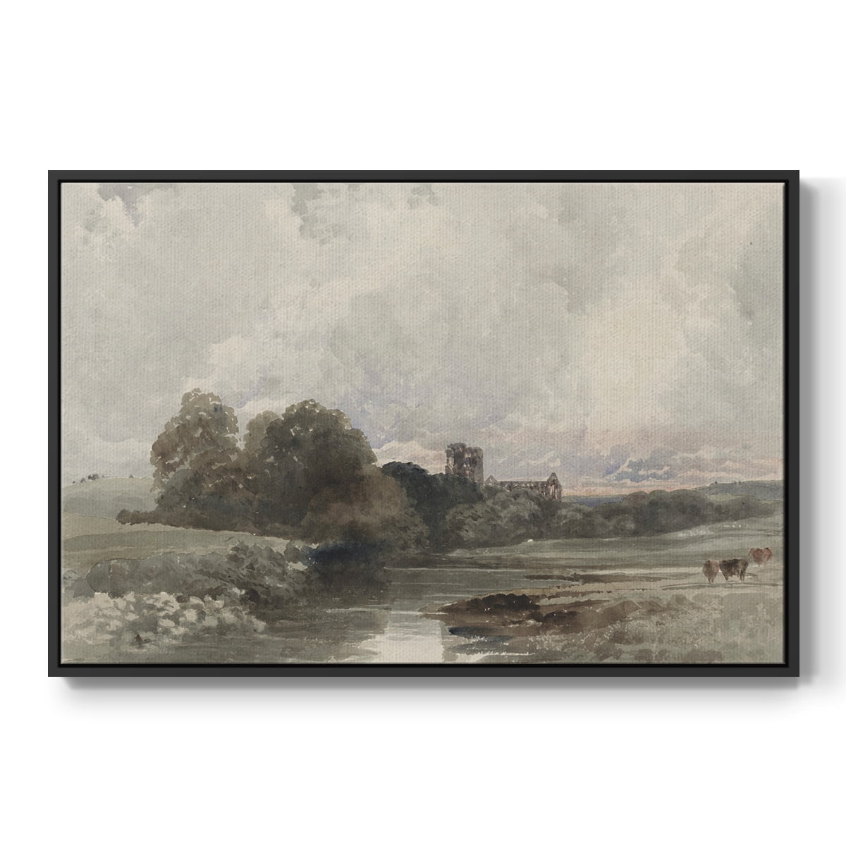 Vintage Landscape-XXXIX By Wexford Home Framed in Black Wood Gallery Wrapped Canvas 27 in. x 41 in.