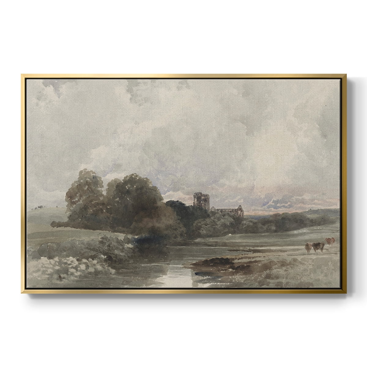 Vintage Landscape-XXXIX By Wexford Home Framed in Gold Wood Gallery Wrapped Canvas 27 in. x 41 in.