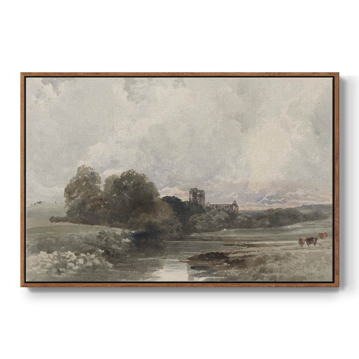 Vintage Landscape-XXXIX By Wexford Home Framed in Walnut Wood Gallery Wrapped Canvas 27 in. x 41 in.