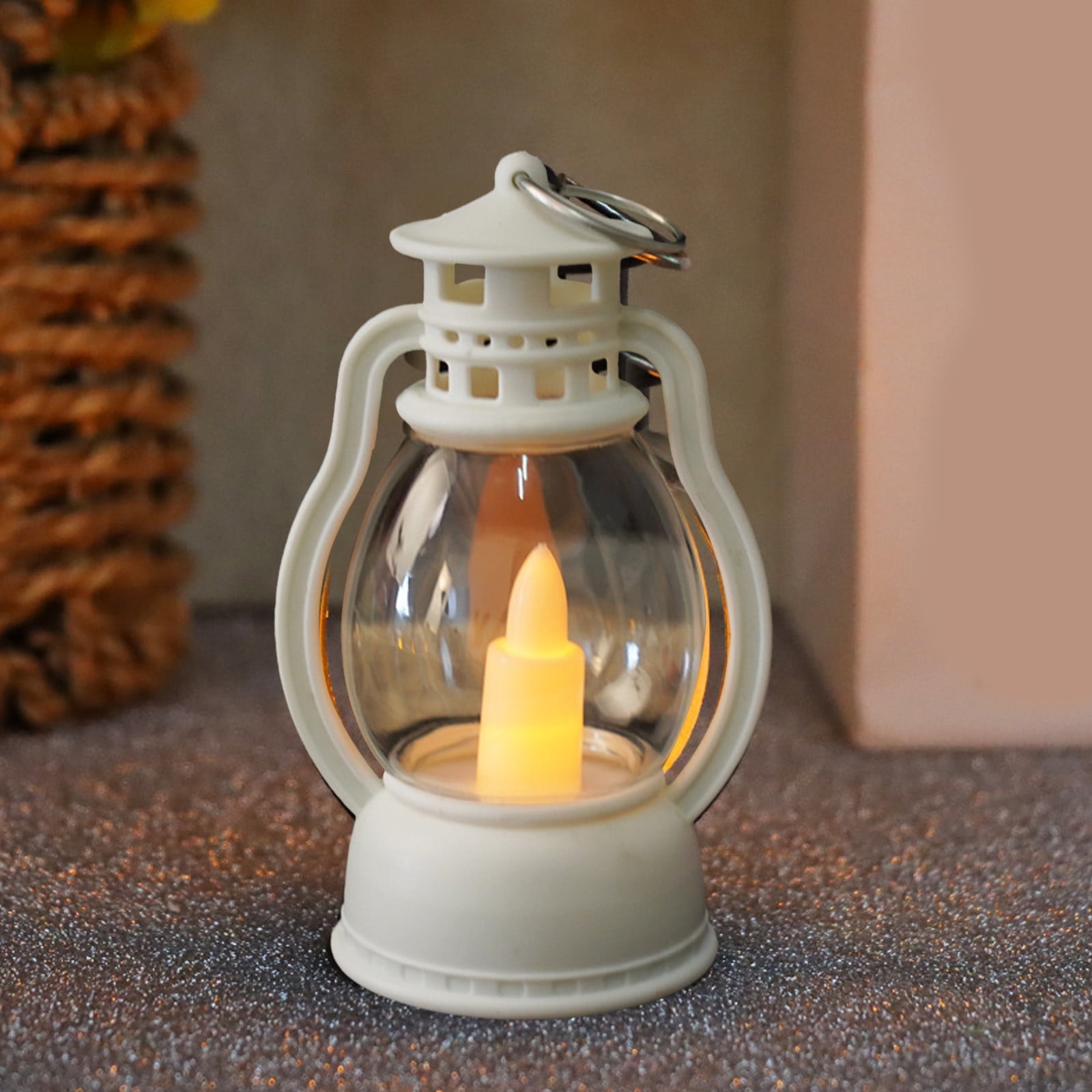 Vintage Lantern LED Decorative, Electric Portable Antique Oil Lamps, Flame Lantern Outdoor, Hanging Lantern Decor, Retro Rustic Glass Lantern, Battery, image size:1600x1600