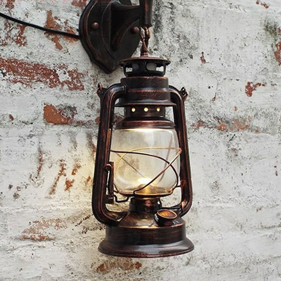 Vintage Lantern Wall Light Retro Red Bronze Metal & Plastic Soft Cozy Lighting for Bedroom, Living Room, Bar, Caf E27 Bulb Easy Install, Durable & Decorative