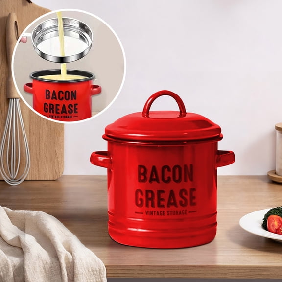 Vintage Large Capacity 3.5L Enamel Oil Pot with Airtight Lid, Rust-Proof Storage Container for Kitchen, Spices, or Serving - Decorative Farmhouse Style