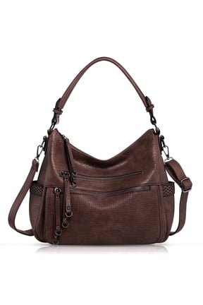 Large Capacity Vintage Hobo Bag | Retro PU Leather 2-Way Shoulder Crossbody Purse for Women Coffee