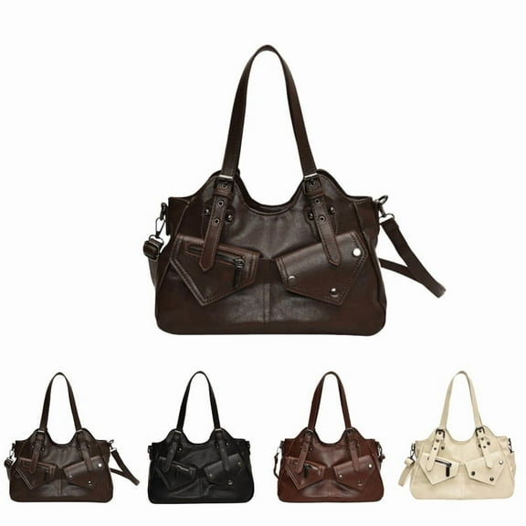 Vintage Large Capacity Shoulder Crossbody Tote Bags for Women Vegan Leather Hobo Satchel Y2K Purses Versatile Girls Crossbody Bag,Tote Handbags for Commute Travel Everyday Outings.(Brown)