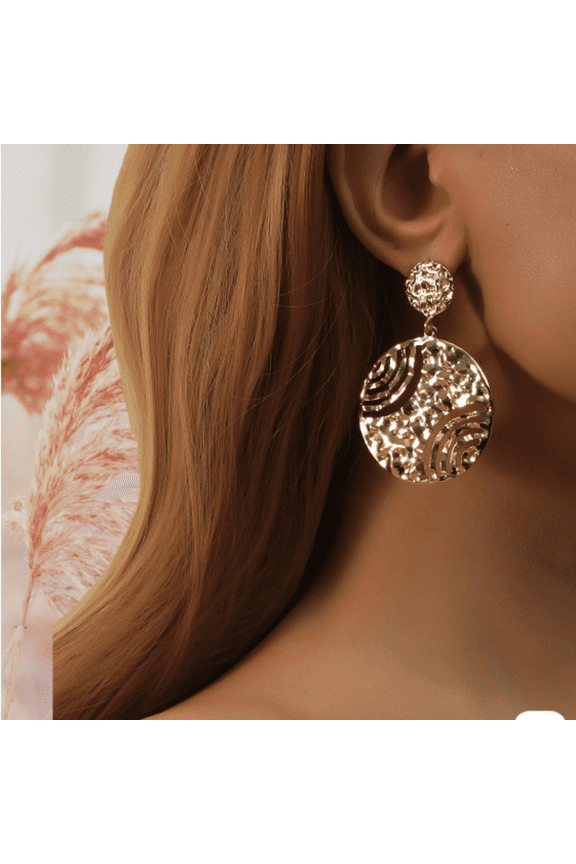 Vintage Large Round Disc Pendant Earrings Prom Fashion Retro Aesthetic Jewelry-gifts for women
